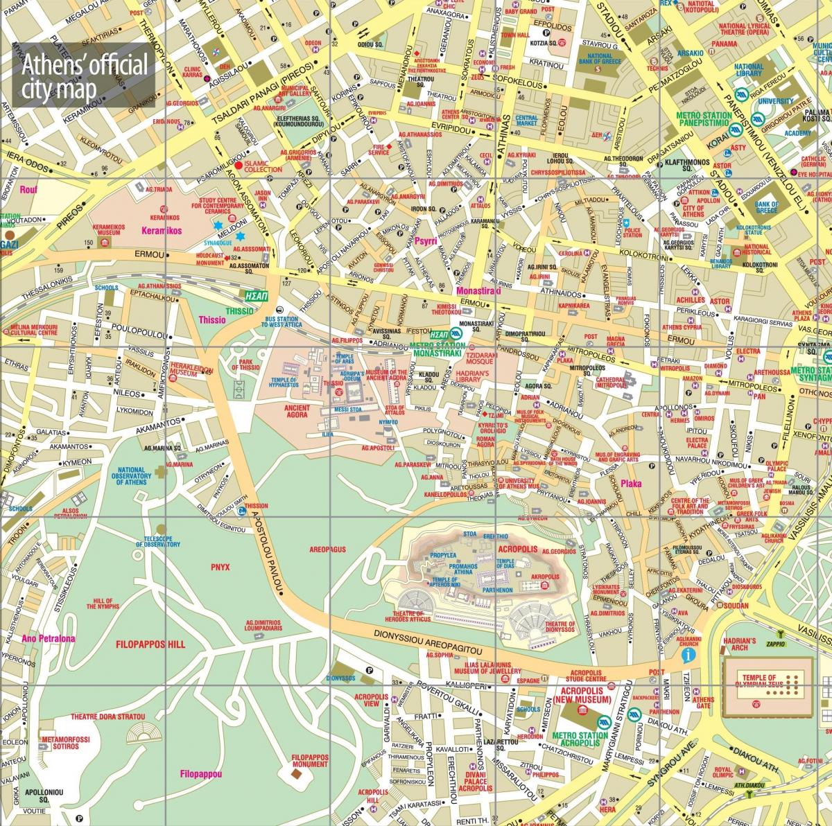 Kaart van het centrum van Athene