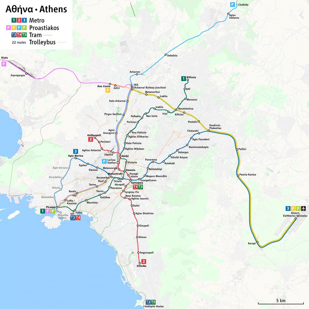 Kaart van de Atheense trolleystations